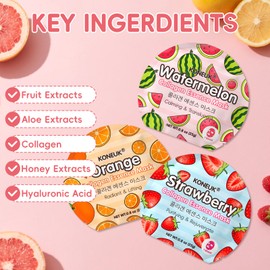 KONEUK 6 Pack Colorful Fruit Face Masks Skincare, Sheet Hydrating Face Mask, Collagen Facial Mask for Skin Care, Mothers Day Gifts for Mom, Bulk Teacher Gifts, Nurse Gifts and Spa Party Gifts