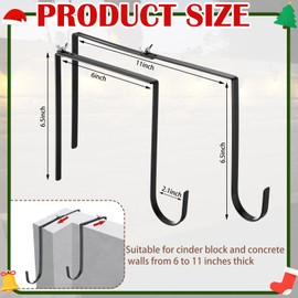 LEIFIDE 10 Pcs Adjustable No Drill String Light Hangers for 6-11 Inch Concrete Cinder Block Walls and Fences Metal Outdoors Concrete Cinder Block Walls and Fences Hooks for Hanging