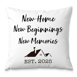 Fuasei Housewarming Gifts Pillow Covers 18x18, House Warming Gifts for Men Women, New Home Beginnings Memories Decorative Throw Pillow Covers for Couch Sofa Home Living Room Bedroom