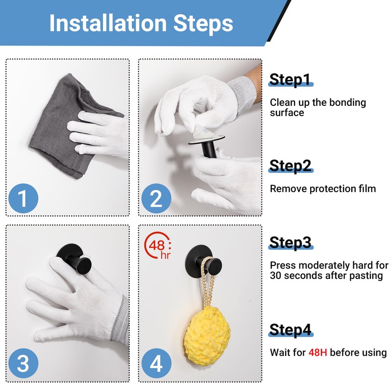 SAYAYO Self Adhesive Hooks for Hanging, Brushed Nickel Towel Hook