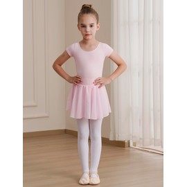 WEGETIT Leotard Girls Gymnastics Toddler Dance Ballet Pink Leotard Dresses with Skirt (Pink,4-6 Years)