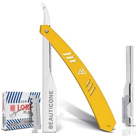 Beauticone Navajas de afeitar BEAUTICONE para hombre, de filo recto, 100 hojas de un solo filo, de acero inoxidable, para hombre, de barbero
