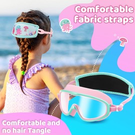 Vvinca Kids Swim Goggles with Bungee Strap No Leaking Anti Fog blue