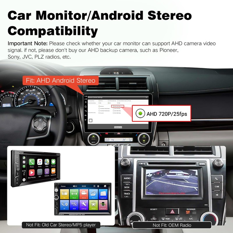 ViaBecs AHD 720P/1080P Rear View Camera for Car, HD Night