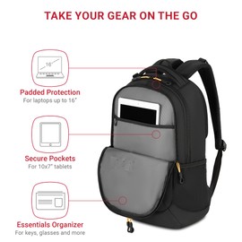 SwissGear Cecil 5505 Laptop Backpack, Black/Gold, 18-Inch