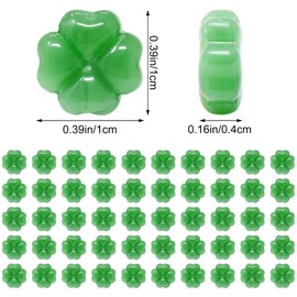 yueton 100PCS Four Leaf Clover Beads Dark Green Glass Beads Cute Loose Spacer Beads Lovely Charms for DIY Bracelet Necklace Earrings Jewelry Making