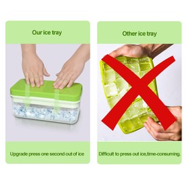 Ice Cube Tray with Lid, Food-Grade Ice Cube Moulds, Release All in One Second, BPA-Free, 64 Ice Cube Tray (Green)