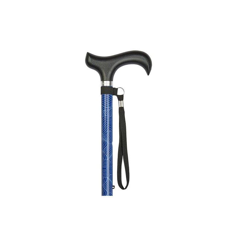 Ziggy Adjustable Blue Waves Design Walking Cane