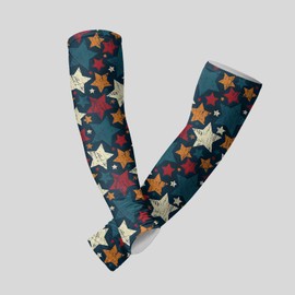 yicomon Cooling Arm Cover For Men & Women - Stars Blue Red Colorful Uv Sun Protection Arm Sleeves For Driving Golfing Fishing Cycling Hiking (L)