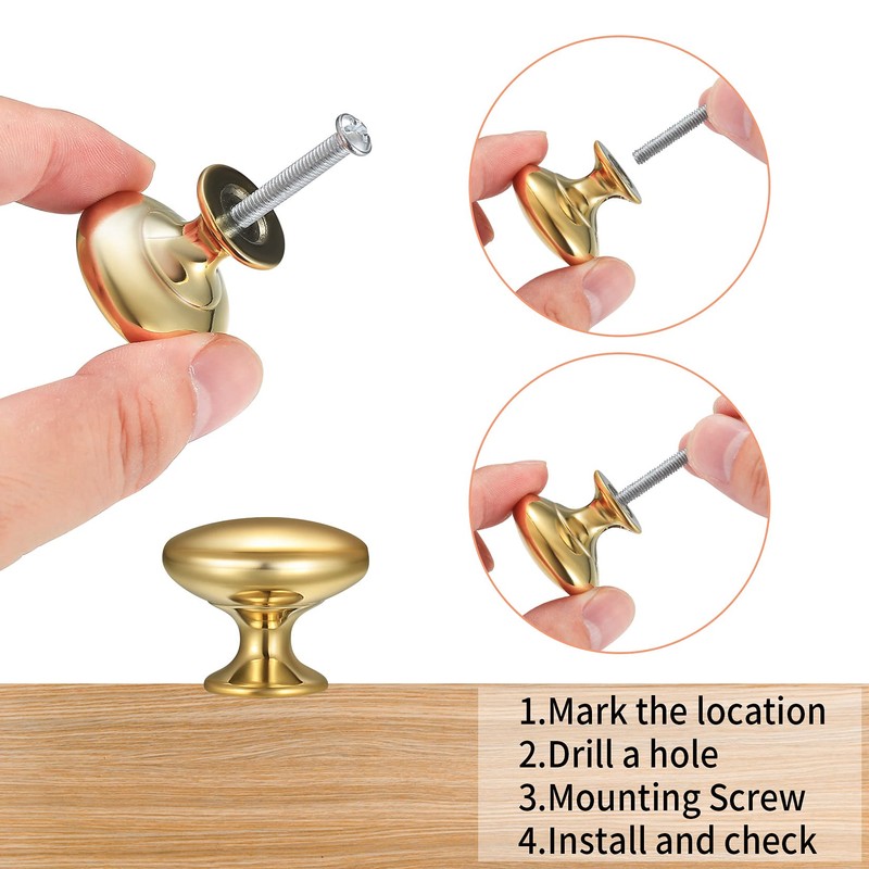 Bateya 12PCS Round Cabinet Knobs Mushroom Shape Pull Handle with
