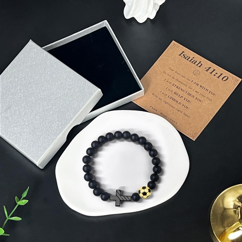 GIGLIM Soccer Gifts for Boys Cross Bracelet with 18K Gold