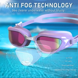 Whale Swim Goggles Adult Swim Goggles Anti Fog Swimming Goggles Wear Comfortable Polarizing Swimming Goggles For Men And Women(Violet)