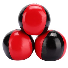 3 Pcs Juggling Balls Red Black PU Leather High End Portable EPS Fine Colloidal Particle Juggling Balls