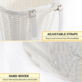 ZUKKA Bike Basket Woven Bike Basket for Adult Bikes Front/Kids Bike Handlebar with Adjustable Leather Straps Waterproof Storage Bicycle Basket, Multi-Colors