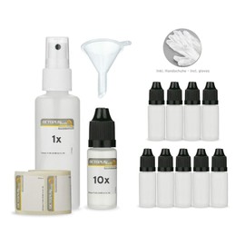 Alcohol Inks Plastic Bottles Set Alcohol Ink Painting with Alcohol Based Inks / Blending Solution - 10 x 10 ml Empty Dosing Bottles + 50 ml Atomiser + Accessories