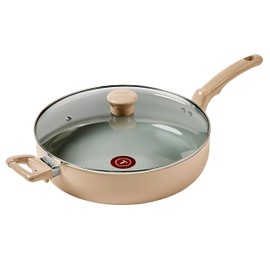 T-Fal Refresh Ceramic Nonstick Ceramic Frying Pan with Lid 5 Qt, Cookware, Stay-Cool Handle, Skillet, Pots and Pans, Sand Beige