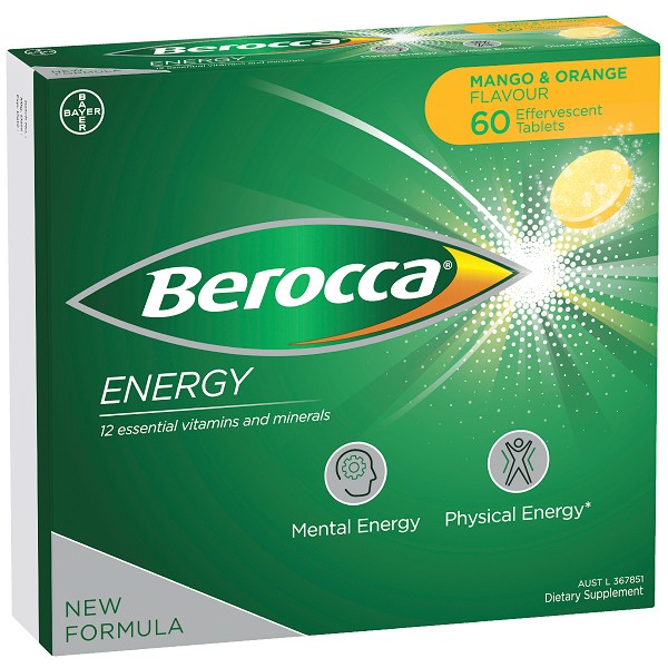 Berocca Energy Effervescent Tablets 60 - MANGO & ORANGE