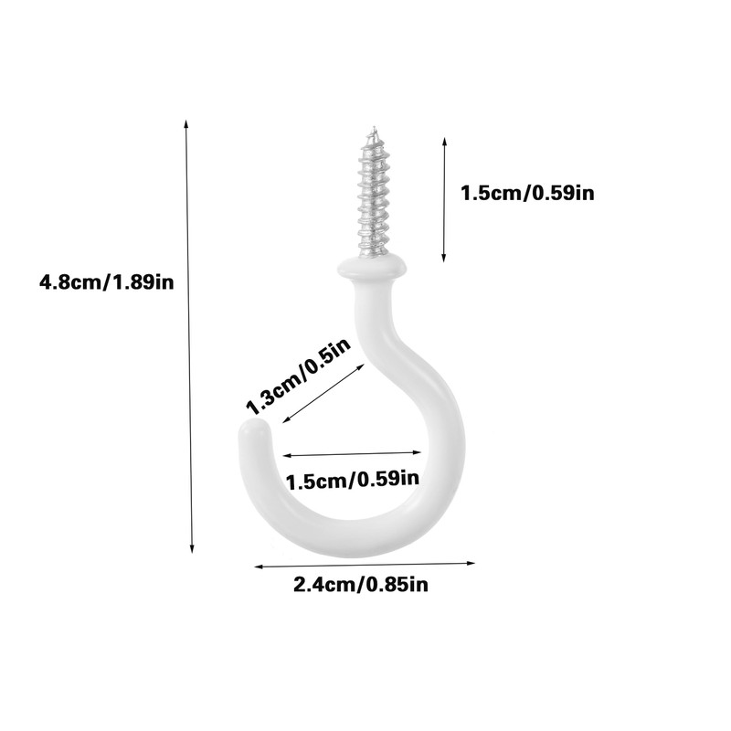 JCKHXG 20pcs Ceiling Hooks,1-1/4 Inch White Vinyl Coated Screw Hooks,Suitable
