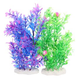 Abaodam 2pcs Artificial Aquatic Plants Set Lifelike Fish Tank Decorations Green Purple Easy to Clean Odor for Aquarium Landscaping Natural Atmosphere
