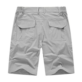 BASUDAM Men's Cargo Hiking Shorts Stretch Quick Dry Lightweight Work Shorts 6 Pockets for Camping Travel Light Grey 30
