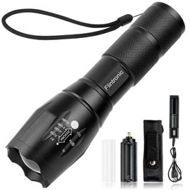 flintronic LED Torches, Hand Torches, L2 Aluminium Alloy, 5 Modes, 3000 lm, Zoomable Waterproof Tactical Torch for Outdoors, Indoors, SOS, Gift (Including 1 x Charger, 1 x Holster)