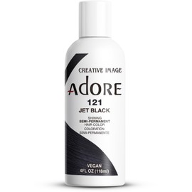 Adore Semi Permanent Hair Color (121 Jet Black) | Vegan & Cruelty-Free Black Hair Dye | No Ammonia, No Peroxide, No Alcohol | 4 Fl Oz