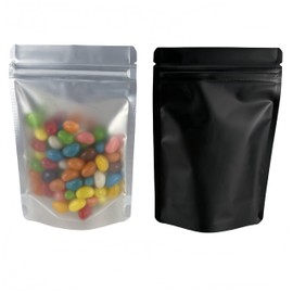 WACCOMT Pack 50pcs Clear Front Stand Up Mylar Bags Pouch Resealable Aluminum Foil Food Storage Bags with Window Zipper Lock Foil Pouches for Zip Coffee Snack Lock 5.12mil Thick (50, 4x6 inch)