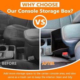 TOPINSTALL Console Storage Box Compatible with 2022-2025 Ford Maverick Accessories, Front Seat Armrest Box Large Capacity Center Console Organizer Multi-Function Cup Holder Insert Trash Can