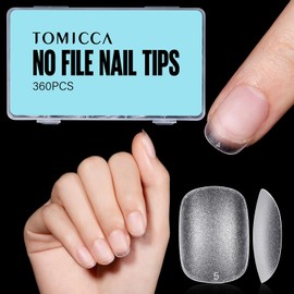 TOMICCA Extra Short Oval Nail Tips - 360Pcs Soft Gel Nail Tips, 15 Sizes Double-sided Matte No File Nail Tips, Acrylic Full Cover Short Gel Tips for Nail Extensions