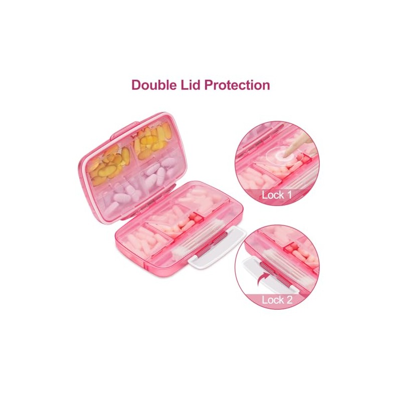 Travel Pill Organizer Large Portable Medication Fullicon Oversize 8 Compartment