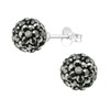 Bungsa Women's Disco Ball Stud Earrings 8 mm Black with