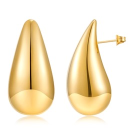 MUYAN Gold Chunky Metal Earrings for Women Lightweight Hollow Large Waterdrop Earrings Tear Drop Earrings Fashion Jewelry