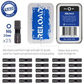 Rehook Reload 25x H6's - 25mm Impact Screwdriver Drill Driver Bits Set H6, Hex Allen Tool bits for Dewalt, Milwaukee, Bosch, Sabrecut and Others (H6)