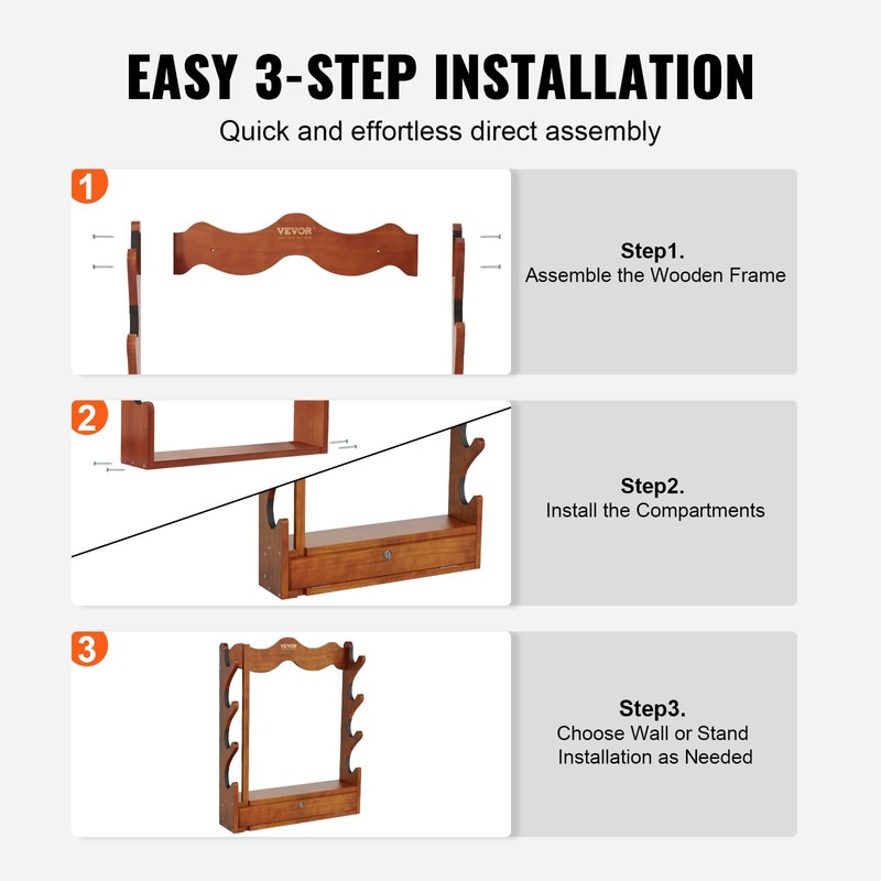 VEVOR Gun Rack, Wood Gun Rack Wall Mount, Gun Display