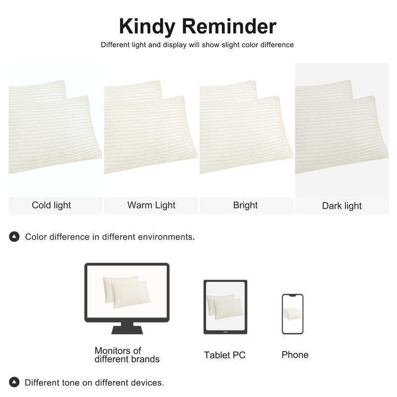 PiccoCasa Pillowcases 2 Pack Striped Soft & Breathable Microfiber Pillowcase