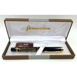Elegant Ballpoint Pen Gold Jerusalem with Hebrew Traveler's Prayer Holy Land Gift Pens With Presentation Box