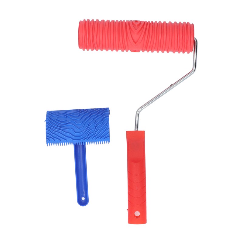 Wood Graining Roller with Handle Rubber Wood Pattern Texture Painting