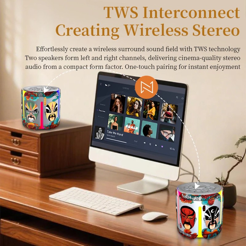 T202 Traditional Stereo Mask Art on Spin Speaker with BT5.4