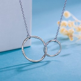 Annamate Mother Son Necklace, Sterling Silver Double Infinity Circles for Women, Mothers Day Jewelry Birthday Gift