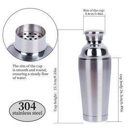 JWJIUEJIU 21oz Cocktail Shaker - Insulated Double Wall, Martini Shaker, Drink Shaker, No Stuck Twist Lid, Leakproof, Built-in Strainer, Perfect for Home Bar