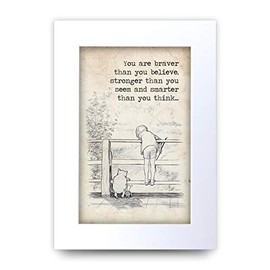 HWC Trading Winnie the Pooh Braver Stronger Smarter A4 Printed Quote Nursery Print Baby Shower Room Gifts New Born Bedroom Gift Print Photo Picture Display