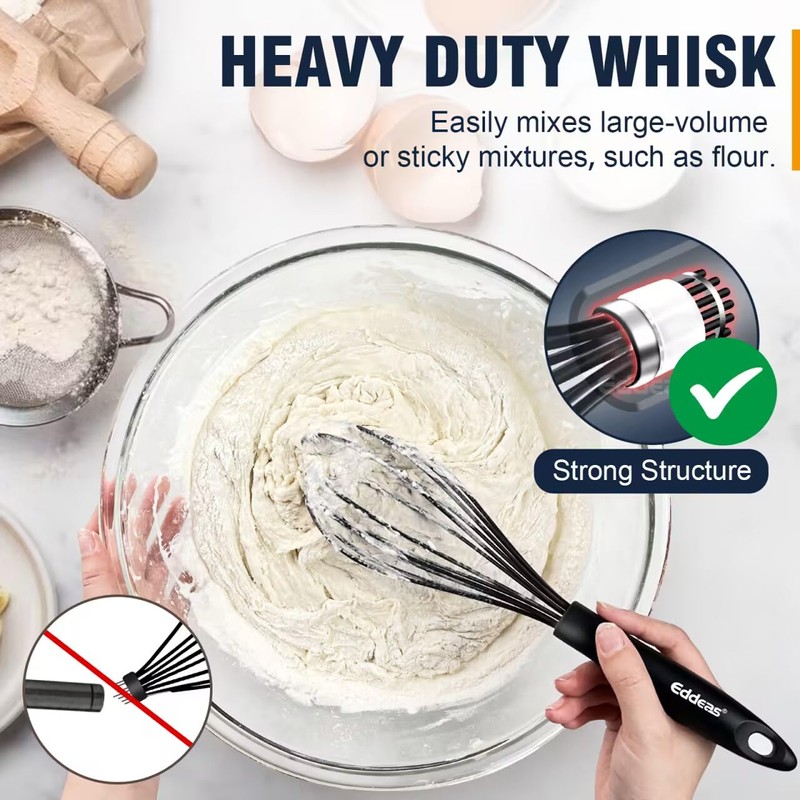 Eddeas Whisk,Silicone Whisks for Cooking non Scratch Protect your ceramics