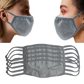 A-Trend Deals 5 Pack Gray Cotton Face Masks - Comfortable, Washable, and Reusable