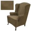 Stretch Suede Chestnut Wing Chair Cover 731