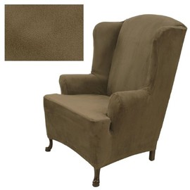 Stretch Suede Chestnut Wing Chair Cover 731
