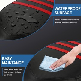 Wacece ATV Seat Cover Non-Slip Soft Waterproof for Raptor 700 700R 2006-2024, High Elastic Leather Red