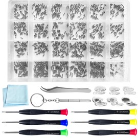 PFDHQS Eyeglass Repair Kit - 24 Types of Eyeglass Screw Size Glasses Repair Kit with Screws, Eyeglass Nose Pads, Eyeglass Screwdriver and Tweezer (24 Types Screws)
