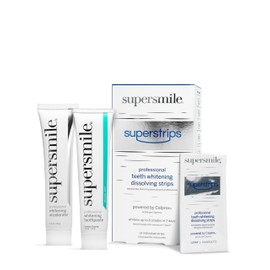 Supersmile Whitening System – Toothpaste (1.4 oz) & Accelerator (1.2oz) & 14 Dissolving Whitening Strips – TSA Kits