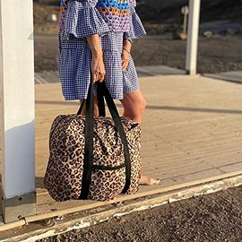 Easy Travel Bag Leopard Print, black, Folding travel bag