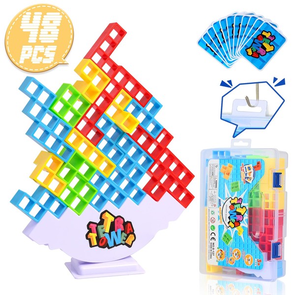 BBnote 48 PCS Tetra Tower Game for Adult & Kids,
